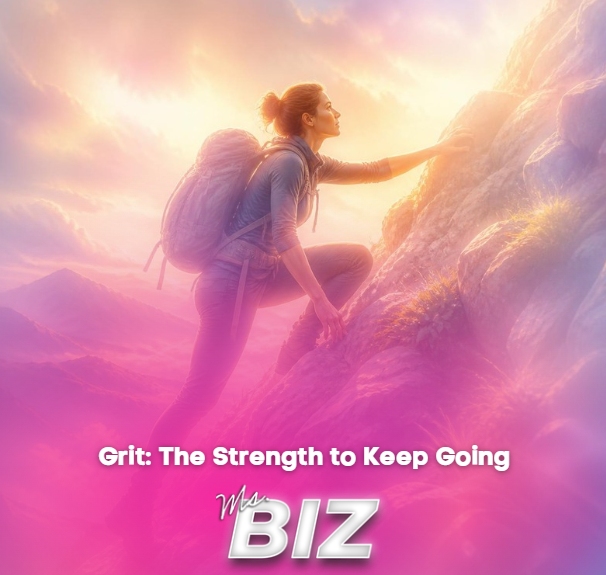 Woman climbing a mountain symbolizing grit and perseverance